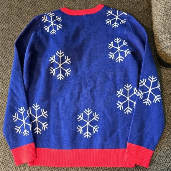 Christmas Ugly Sweater Women Small Blue Red Snowman Flakes Embellished Holiday - Picture 8 of 11